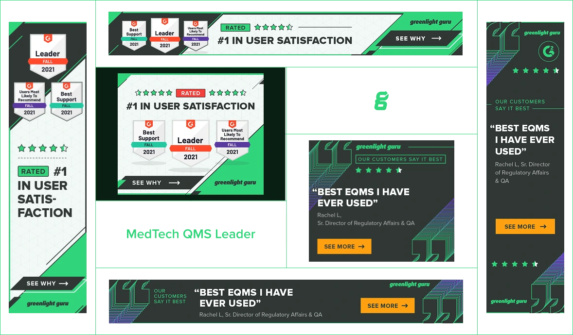Greenlight Guru customer satisfaction campaign banner system